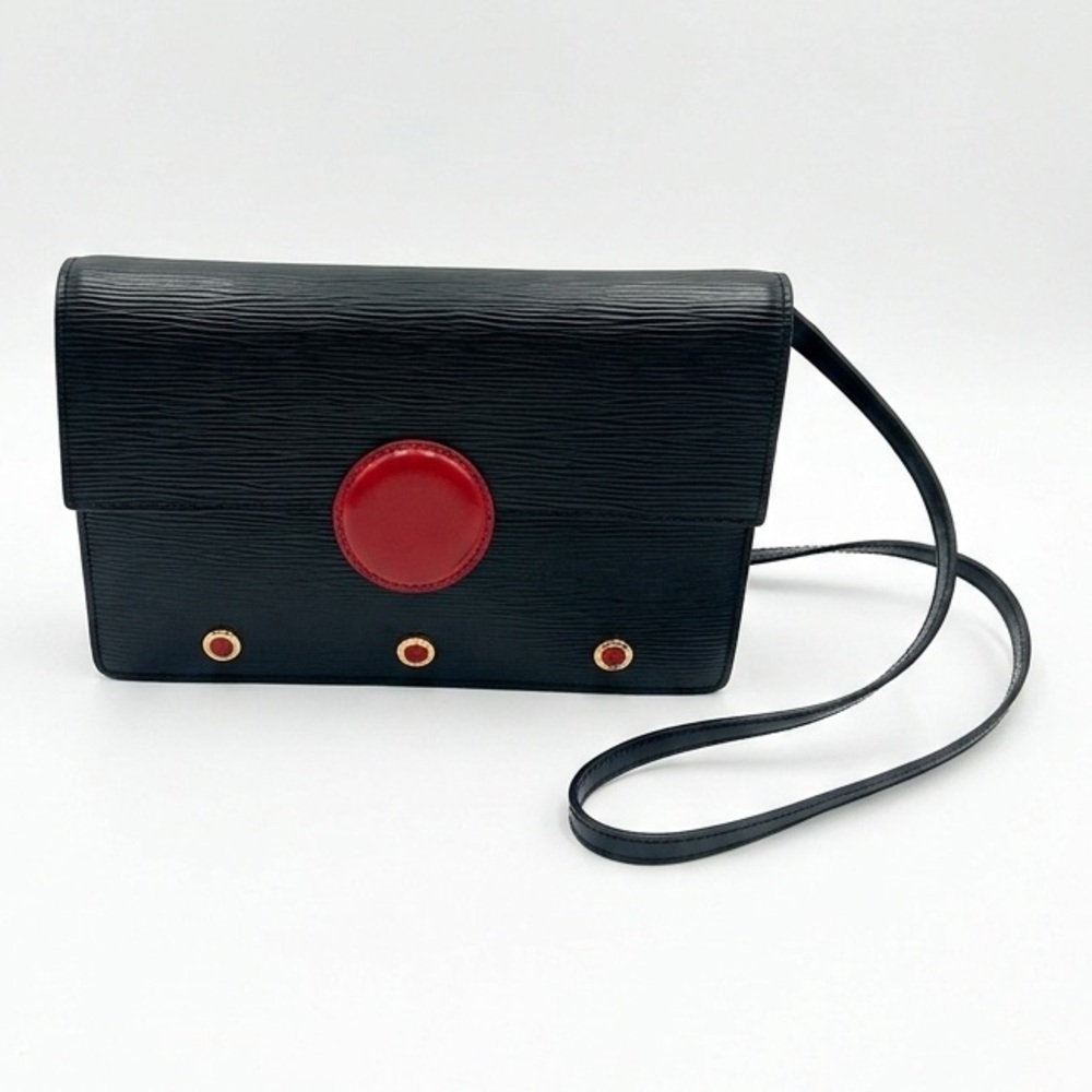 Vintage Vuitton Epi Hoche Epi Bicolor Noir Castillan Red W/Geometric Flap